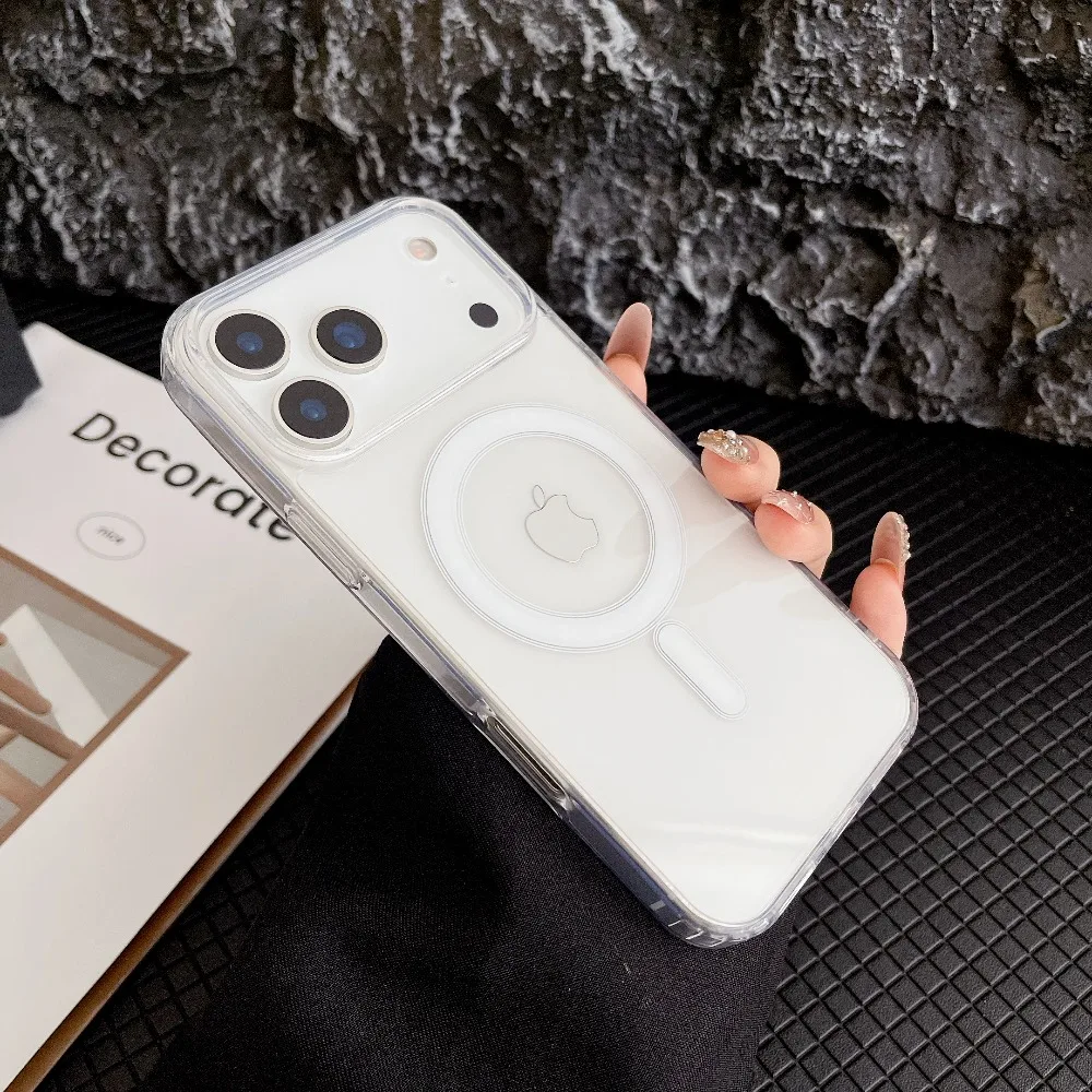 Transparent Original Magnetic Phone Case for Apple IPhone 18 17 16 15 14 Plus 13 12 Mini 11 Pro XS Max for Magsafe Clear Cover