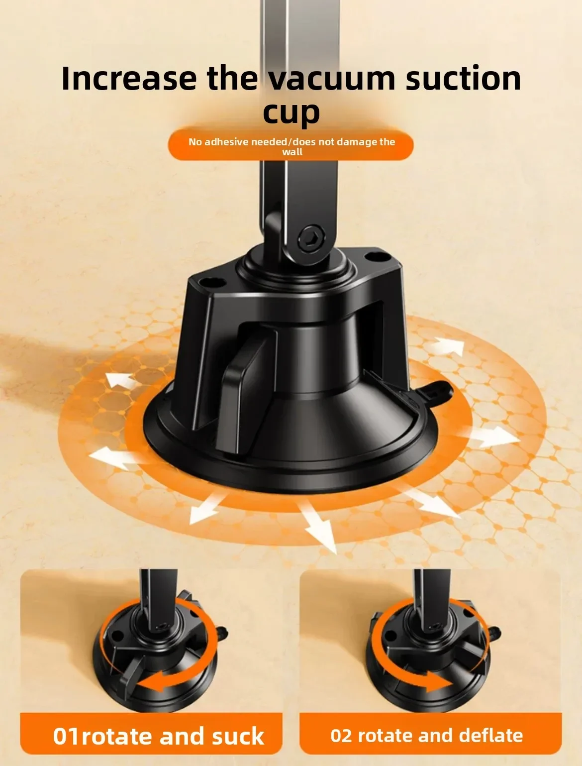 Universal Angle Adjustment Vacuum Suction Metal Cantilever Magnetic Stand for All Phones/Tablets Desktop & Wall-Mounted Use