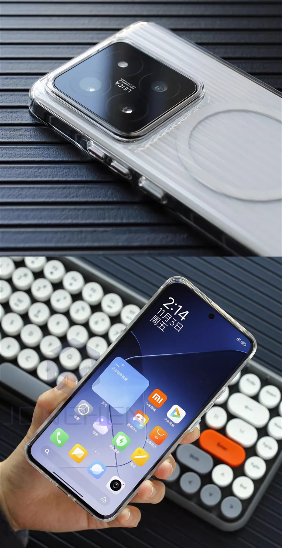 Luxury Corrugated Pattern Magnetic Wireless Matte Case For Magsafe For Xiaomi 13 Pro 14 15 Ultra Redmi K60 K70 Clear Cover