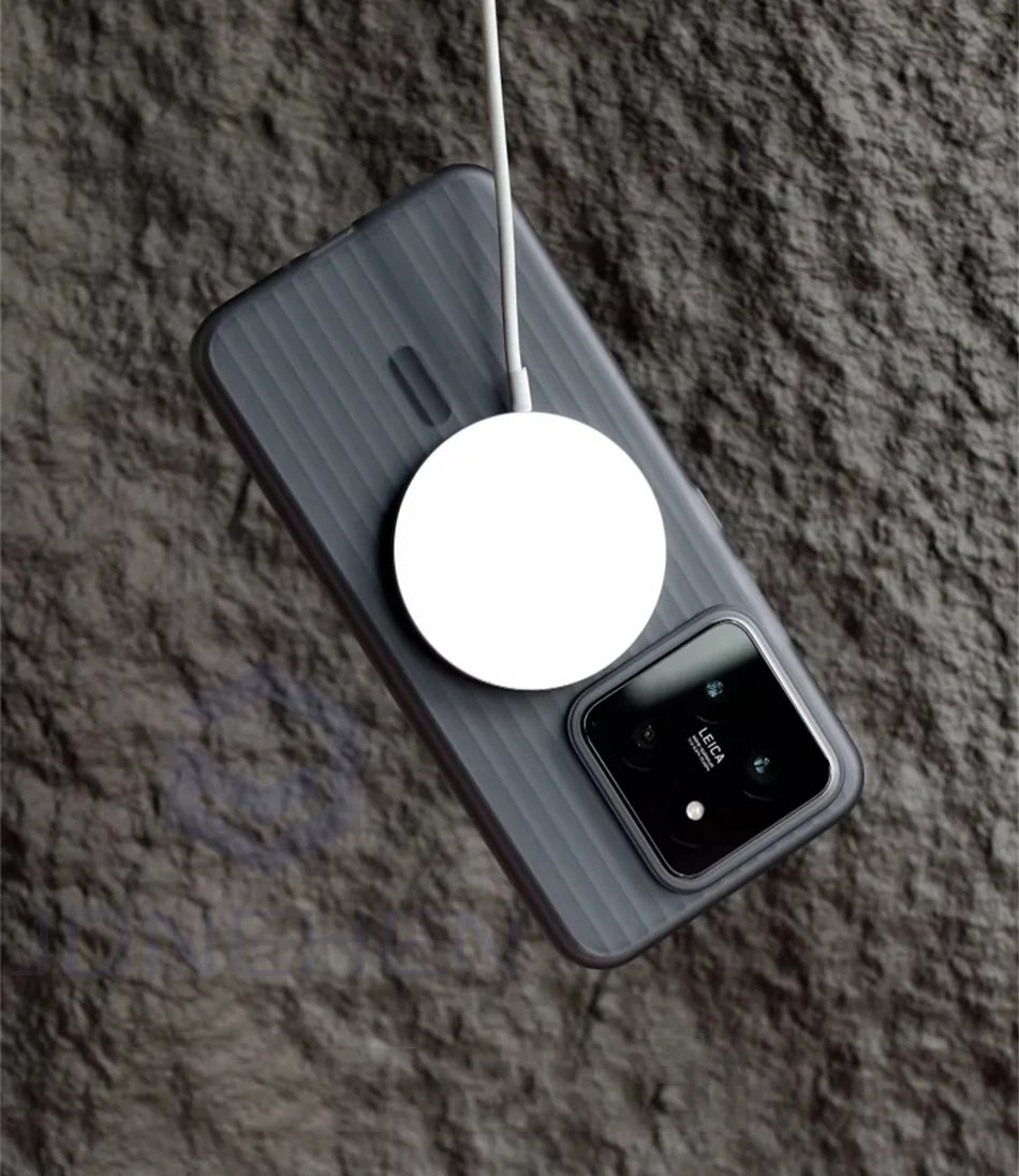 Luxury Corrugated Pattern Magnetic Wireless Matte Case For Magsafe For Xiaomi 13 Pro 14 15 Ultra Redmi K60 K70 Clear Cover