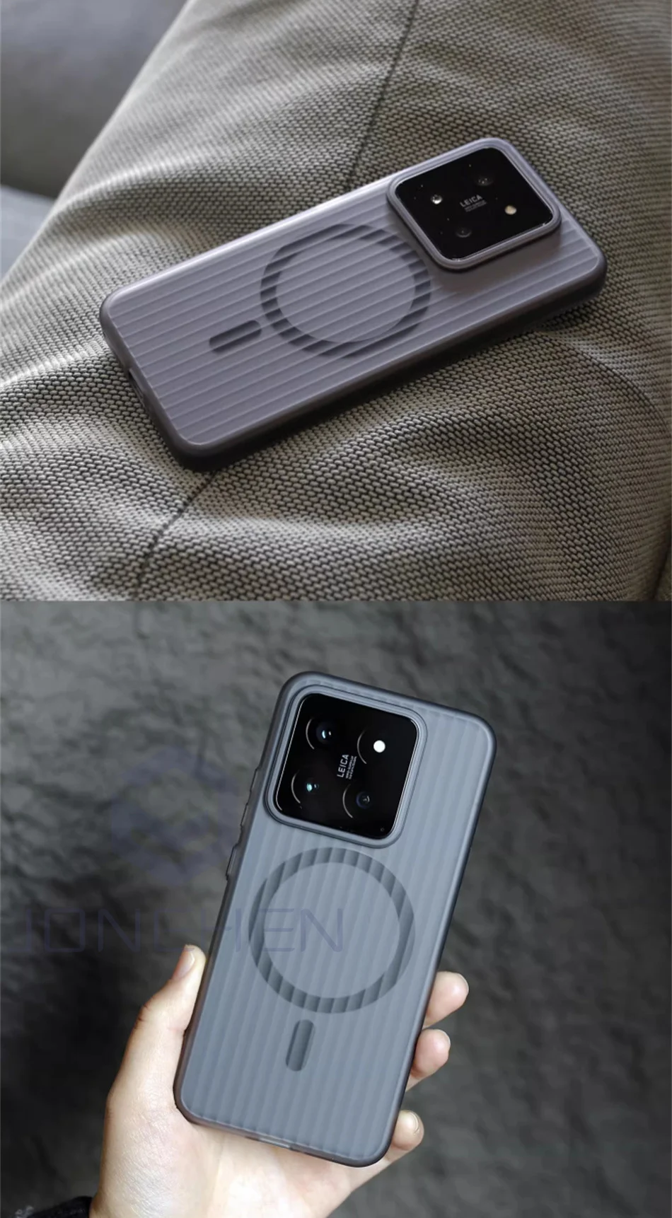 Luxury Corrugated Pattern Magnetic Wireless Matte Case For Magsafe For Xiaomi 13 Pro 14 15 Ultra Redmi K60 K70 Clear Cover