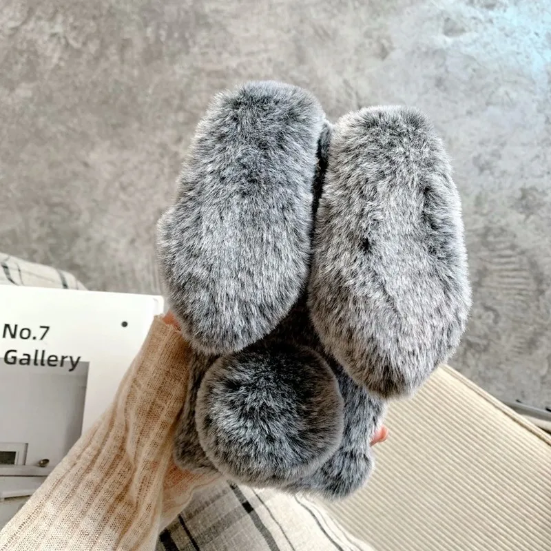 Soft Plush Phone Case for Samsung Galaxy S24 S23 S22 Ultra S21 S20 Fe S10 S9 S8 Note 20 Furry Rabbit Bunny Warm Furd Hair Cover
