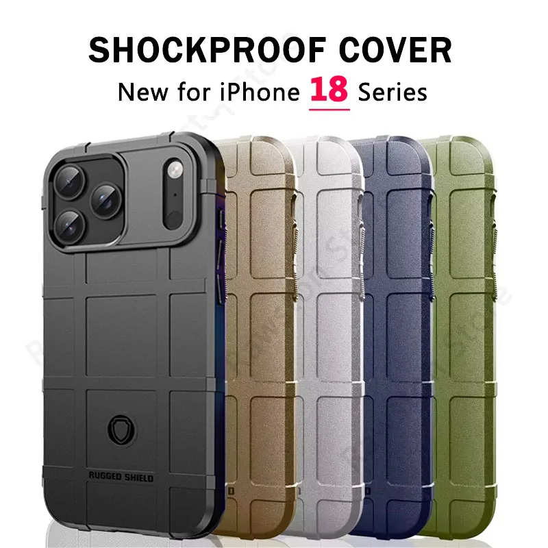 Shockproof Rugged Shield Matte Rubber Case for iPhone 18 15 14 13 12 11 16 17 Pro Max IPhone18 Dropproof Military Armor Cover