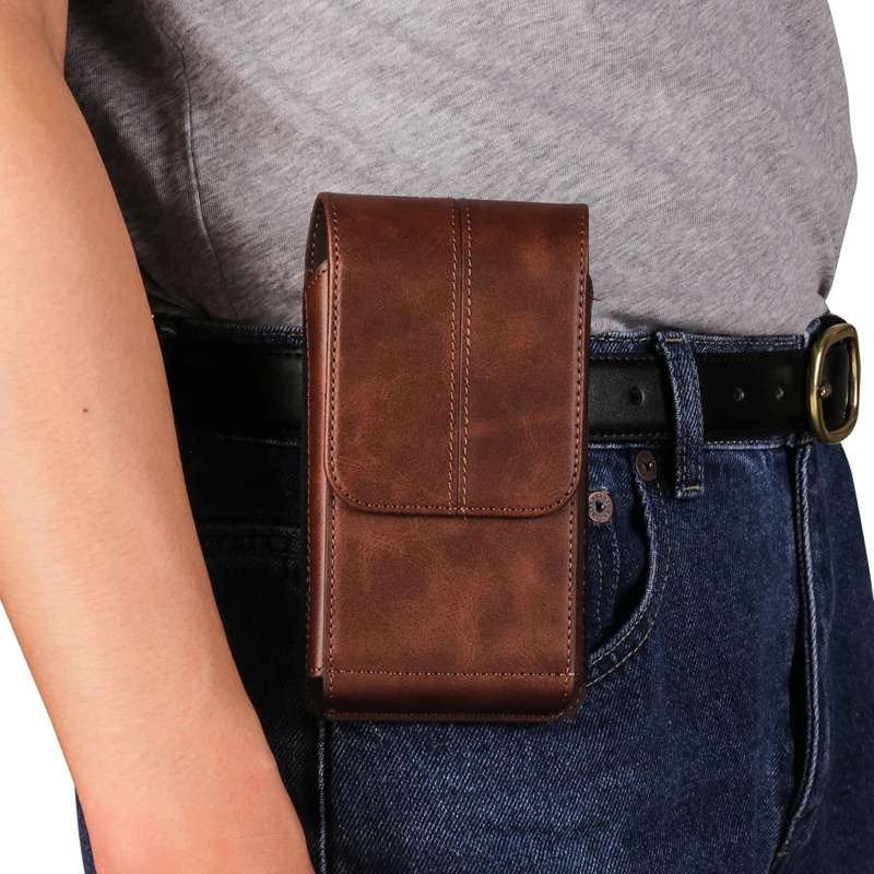 For iphone 17/17Pro/16Pro Max/16Plus/15/15Pro/14Pro Max/14Pro/14/13/12 Luxury Leather Belt Clip Case Men Mobile phone Waist Bag