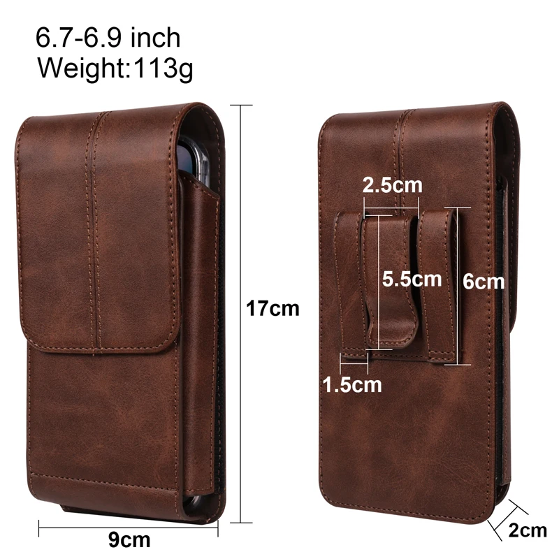 For iphone 17/17Pro/16Pro Max/16Plus/15/15Pro/14Pro Max/14Pro/14/13/12 Luxury Leather Belt Clip Case Men Mobile phone Waist Bag