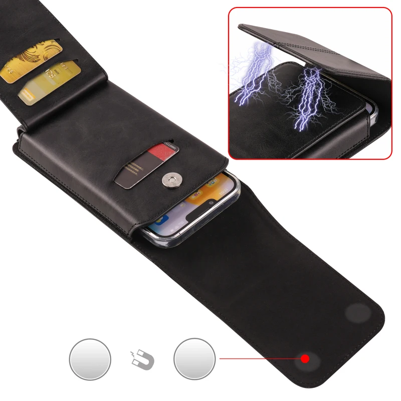 For iphone 17/17Pro/16Pro Max/16Plus/15/15Pro/14Pro Max/14Pro/14/13/12 Luxury Leather Belt Clip Case Men Mobile phone Waist Bag