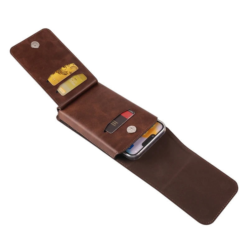 For iphone 17/17Pro/16Pro Max/16Plus/15/15Pro/14Pro Max/14Pro/14/13/12 Luxury Leather Belt Clip Case Men Mobile phone Waist Bag