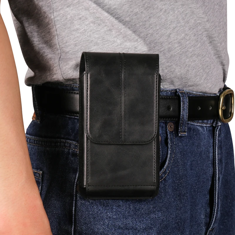 For iphone 17/17Pro/16Pro Max/16Plus/15/15Pro/14Pro Max/14Pro/14/13/12 Luxury Leather Belt Clip Case Men Mobile phone Waist Bag