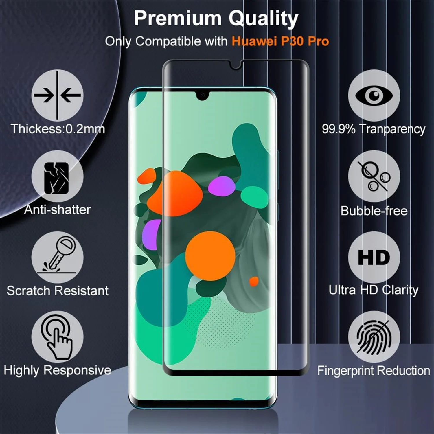 1/4Pcs Full Cover Glass For Huawei P30 Pro Screen Protector For Huawei P30 Pro Tempered Glass Protective Film