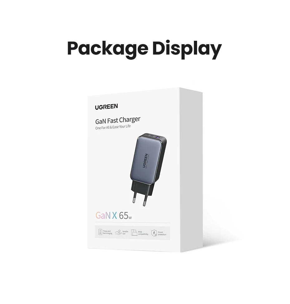 UGREEN 65W GaN Charger Quick Charge 4.0 3.0 Type C PD USB Charger for iPhone 16 15 14 Pro Max Fast Charger For Laptop PD Charger