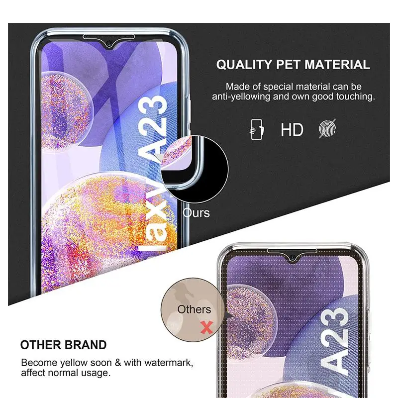 360 Full Body Front+Back Case For Samsung A23 A24 A25 A55 A54 A53 A52 A32 A33 A34 A14 A15 A05 A05S A12 A13 Clear PC Hard Cover