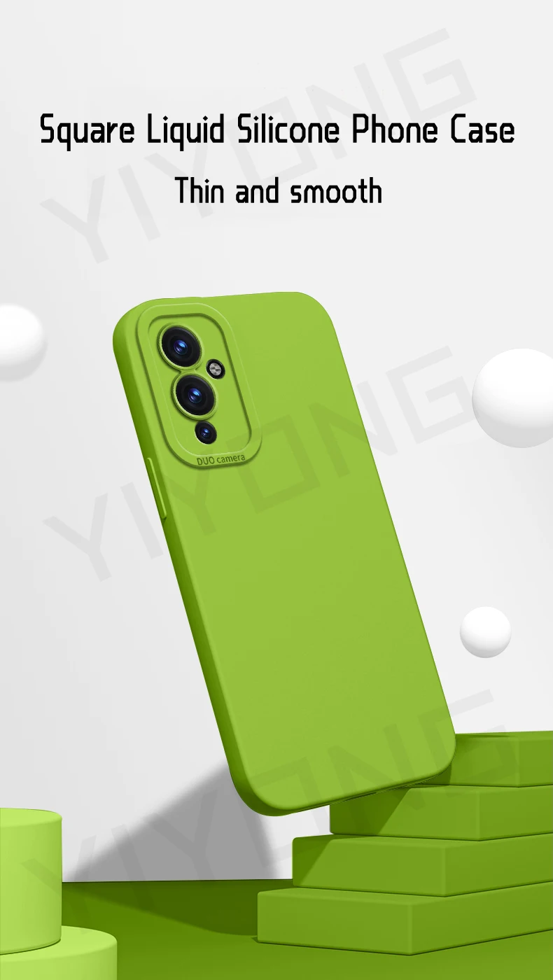 For OnePlus9 Case YIYONG Square Liquid Silicone Soft Cover For OnePlus 9 Pro One Plus 9 R RT 9R 9RT OnePlus9R OnePlus9RT Cases