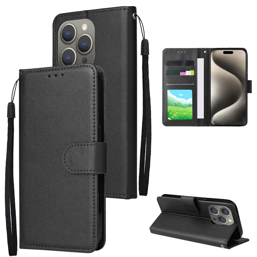 Wallet Card Slot Photo Frame Kickstand Magnetic Flip Leather Case For iPhone 15 Pro Max 14 Plus 13 12 11 XS XR SE 2022 8 7 Cover
