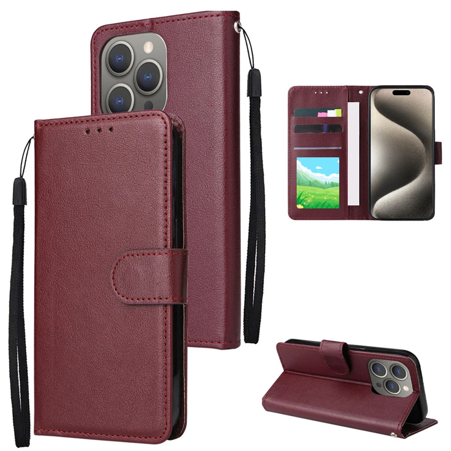 Wallet Card Slot Photo Frame Kickstand Magnetic Flip Leather Case For iPhone 15 Pro Max 14 Plus 13 12 11 XS XR SE 2022 8 7 Cover