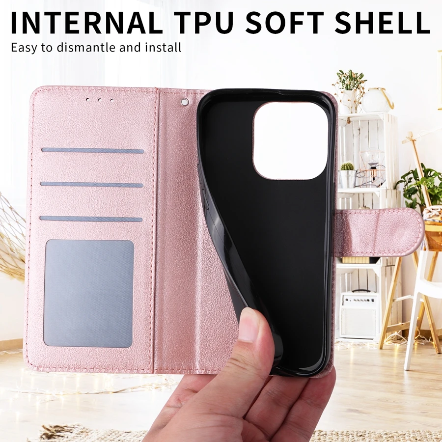 Wallet Card Slot Photo Frame Kickstand Magnetic Flip Leather Case For iPhone 15 Pro Max 14 Plus 13 12 11 XS XR SE 2022 8 7 Cover