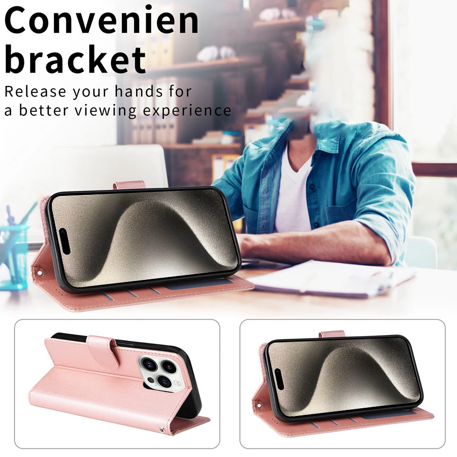 Wallet Card Slot Photo Frame Kickstand Magnetic Flip Leather Case For iPhone 15 Pro Max 14 Plus 13 12 11 XS XR SE 2022 8 7 Cover