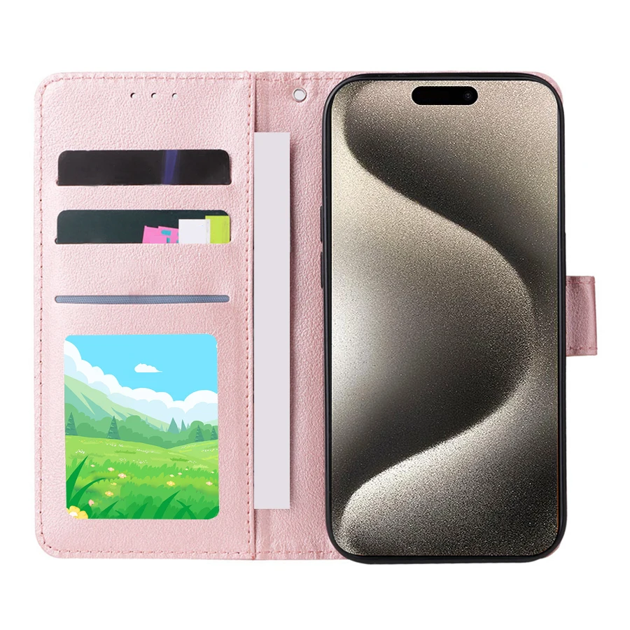 Wallet Card Slot Photo Frame Kickstand Magnetic Flip Leather Case For iPhone 15 Pro Max 14 Plus 13 12 11 XS XR SE 2022 8 7 Cover