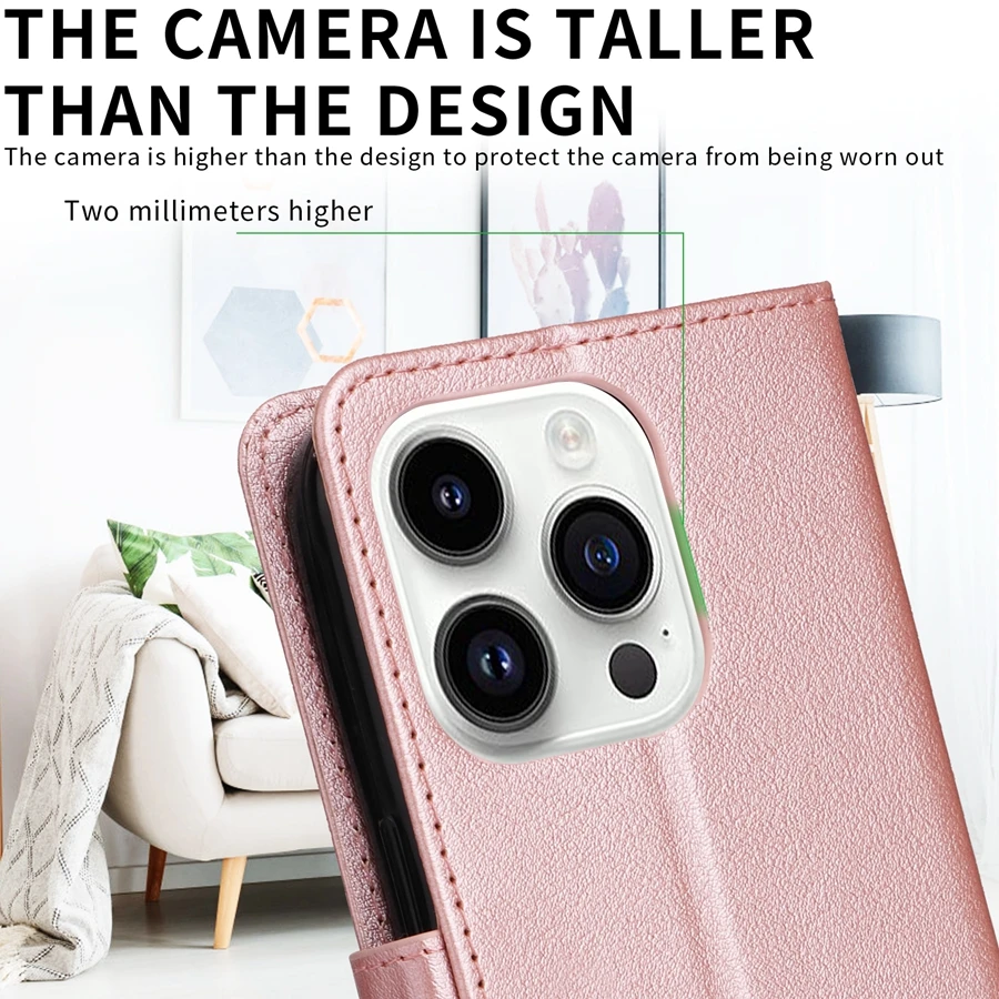 Wallet Card Slot Photo Frame Kickstand Magnetic Flip Leather Case For iPhone 15 Pro Max 14 Plus 13 12 11 XS XR SE 2022 8 7 Cover
