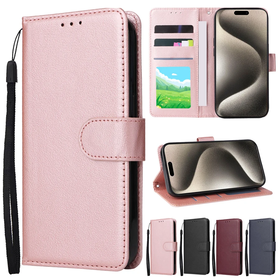 Wallet Card Slot Photo Frame Kickstand Magnetic Flip Leather Case For iPhone 15 Pro Max 14 Plus 13 12 11 XS XR SE 2022 8 7 Cover