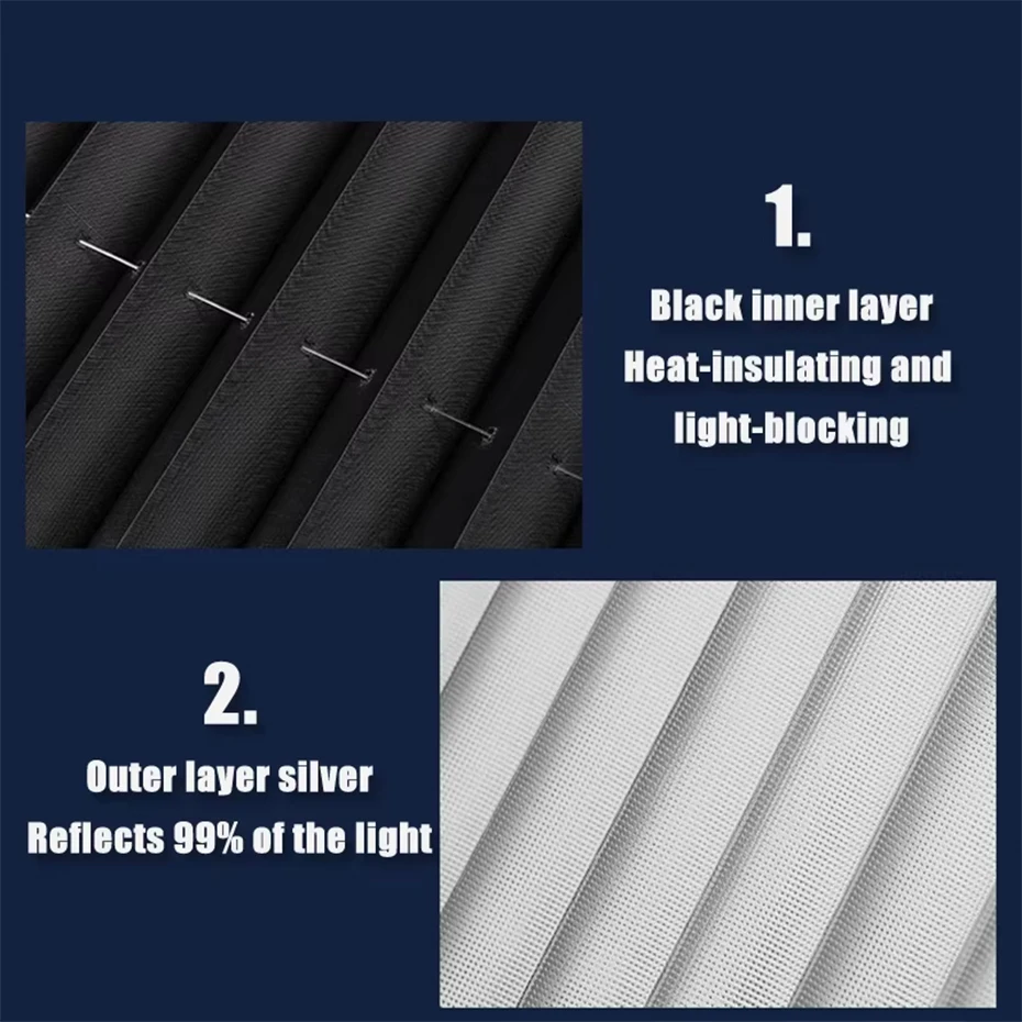 Car Retractable Windshield Sunshade with Suction Cups Folding Front Rear Window Sun Shade Summer UV Blocking Sun Protective