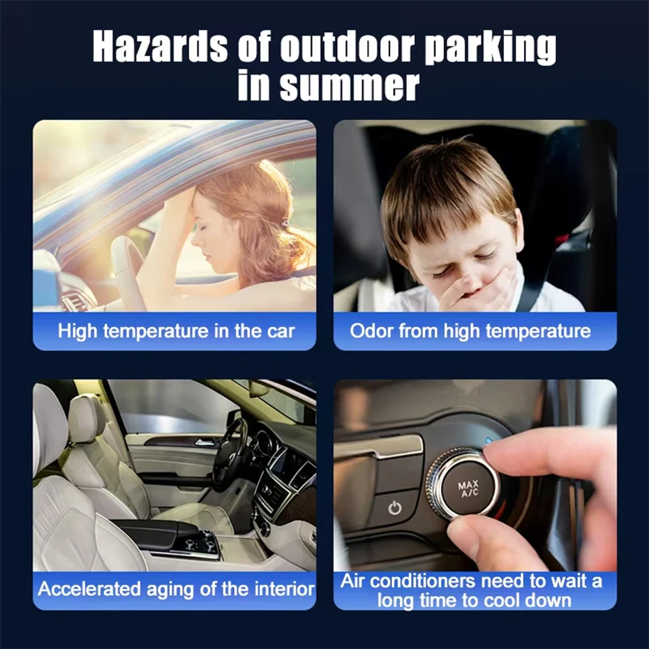 Car Retractable Windshield Sunshade with Suction Cups Folding Front Rear Window Sun Shade Summer UV Blocking Sun Protective