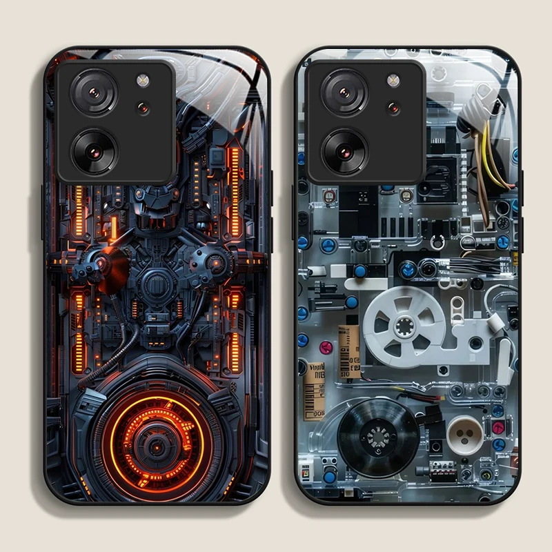 Creative Mechanical Circuit Board Pattern Glass Phone Case for Motorola Moto G85 G84 G75 G55 Edge 50 Fusion 40 Neo 30 Pro Cover