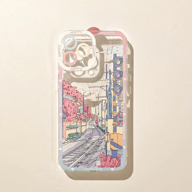 Anime Scenery Flower Pattern Case for Motorola Moto G53 G22 G32 G52 G30 Edge 40 Pro G71 G72 G73 G60S G9 Plus Clear Soft Cover