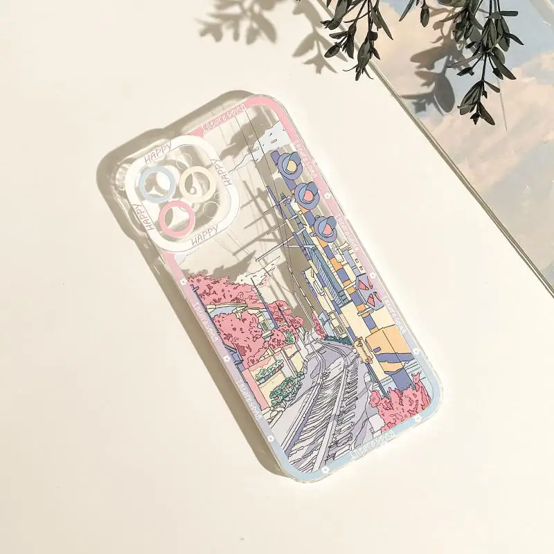 Anime Scenery Flower Pattern Case for Motorola Moto G53 G22 G32 G52 G30 Edge 40 Pro G71 G72 G73 G60S G9 Plus Clear Soft Cover