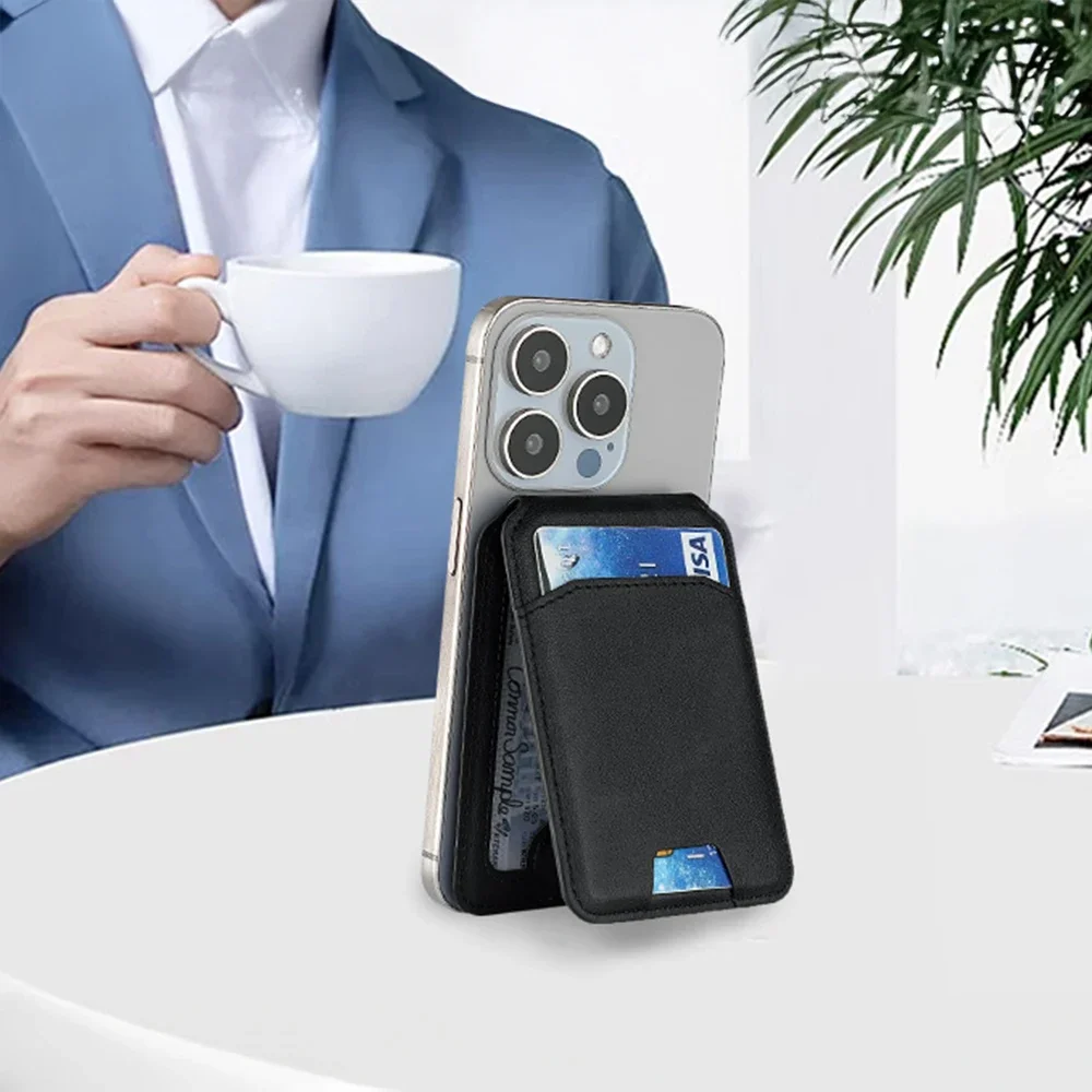 Magsafe Magnetic Leather Wallet Holder Case For iPhone 16 15 14 13 12 Pro Max Mobile Phone Holder Card Bag Covers Accessories