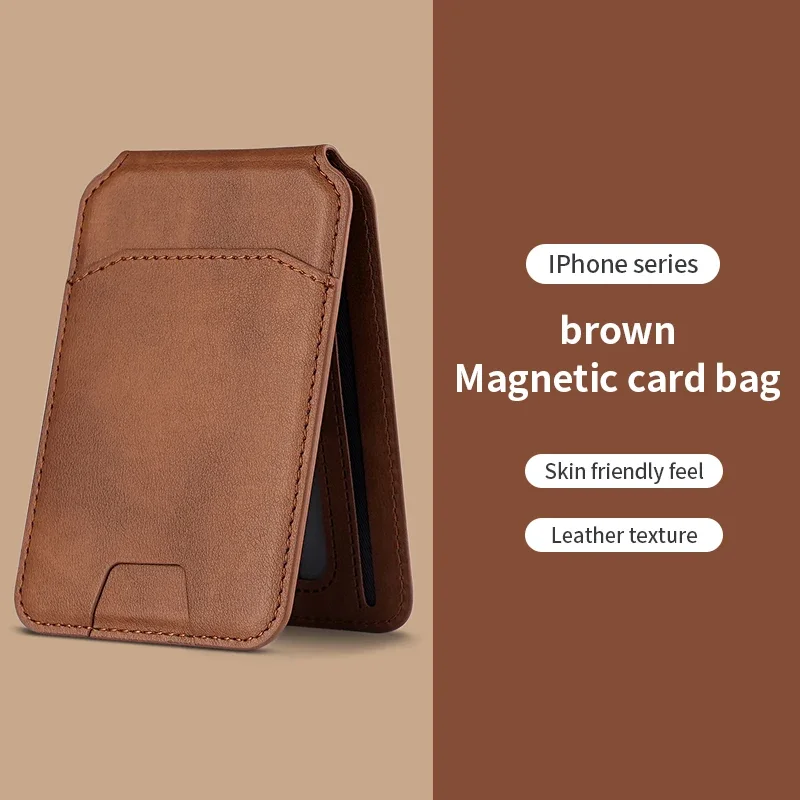 Magsafe Magnetic Leather Wallet Holder Case For iPhone 16 15 14 13 12 Pro Max Mobile Phone Holder Card Bag Covers Accessories