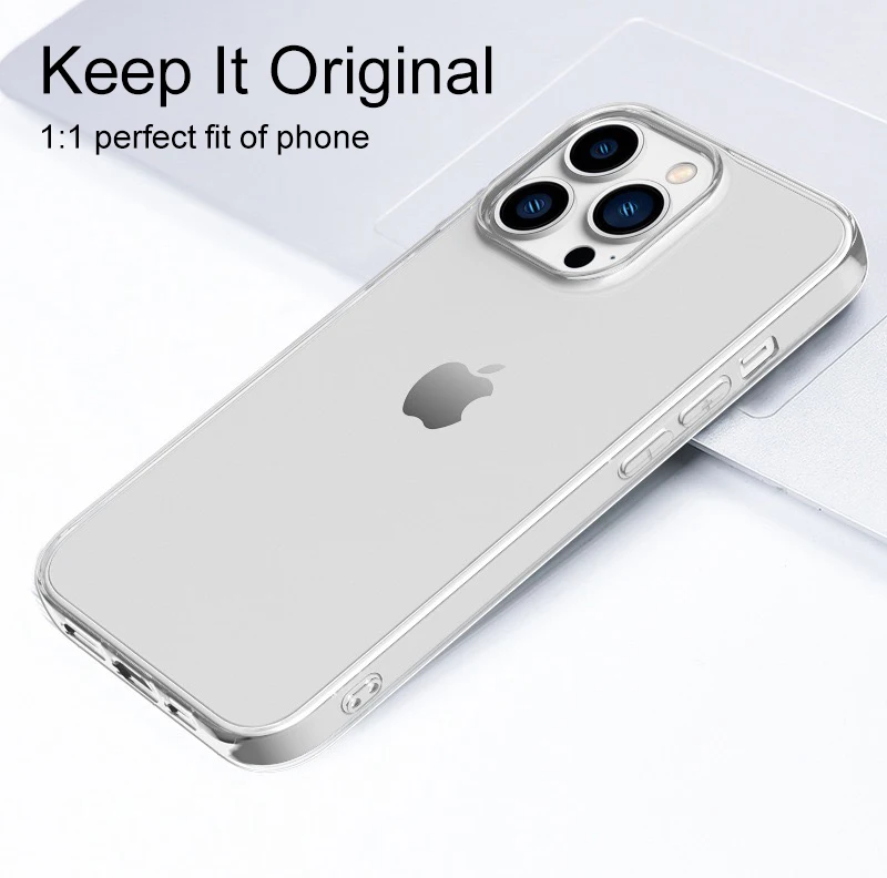 Ultra Thin Clear Silicone Case For iPhone 16 15 14 13 12 11 Pro Xs Max Mini XR X 7 8 6s Plus 6 SE 2020 2022 2016 5 5S Back Cover