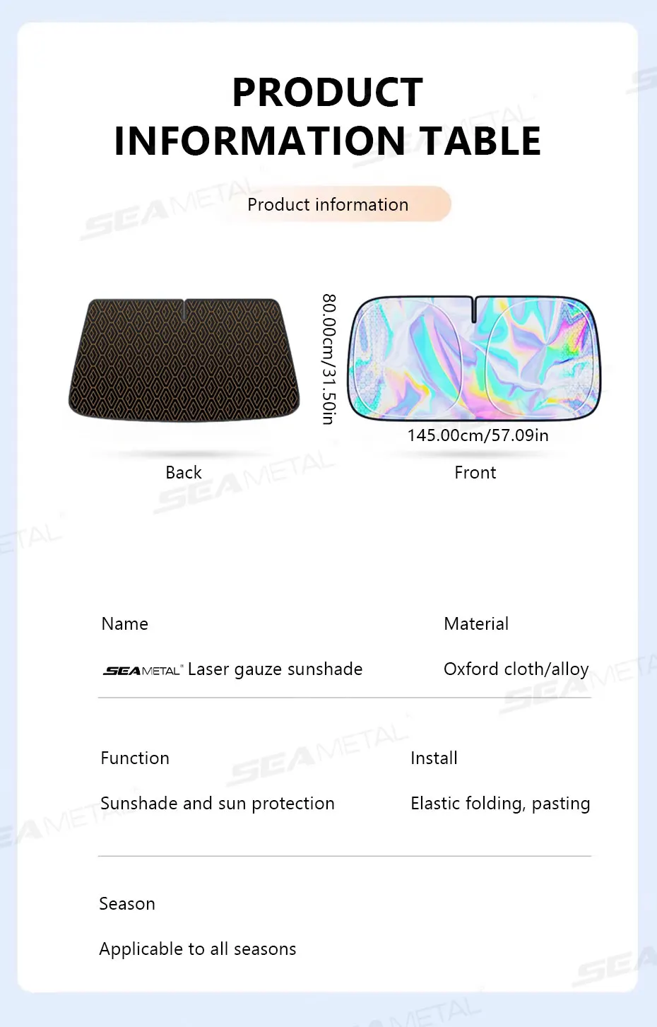 SEAMETAL Car Windshield Sun Shade Five-layer Front Window Sunshade Windshield Sun Protection Cover UV Blocker Summer Car Covers