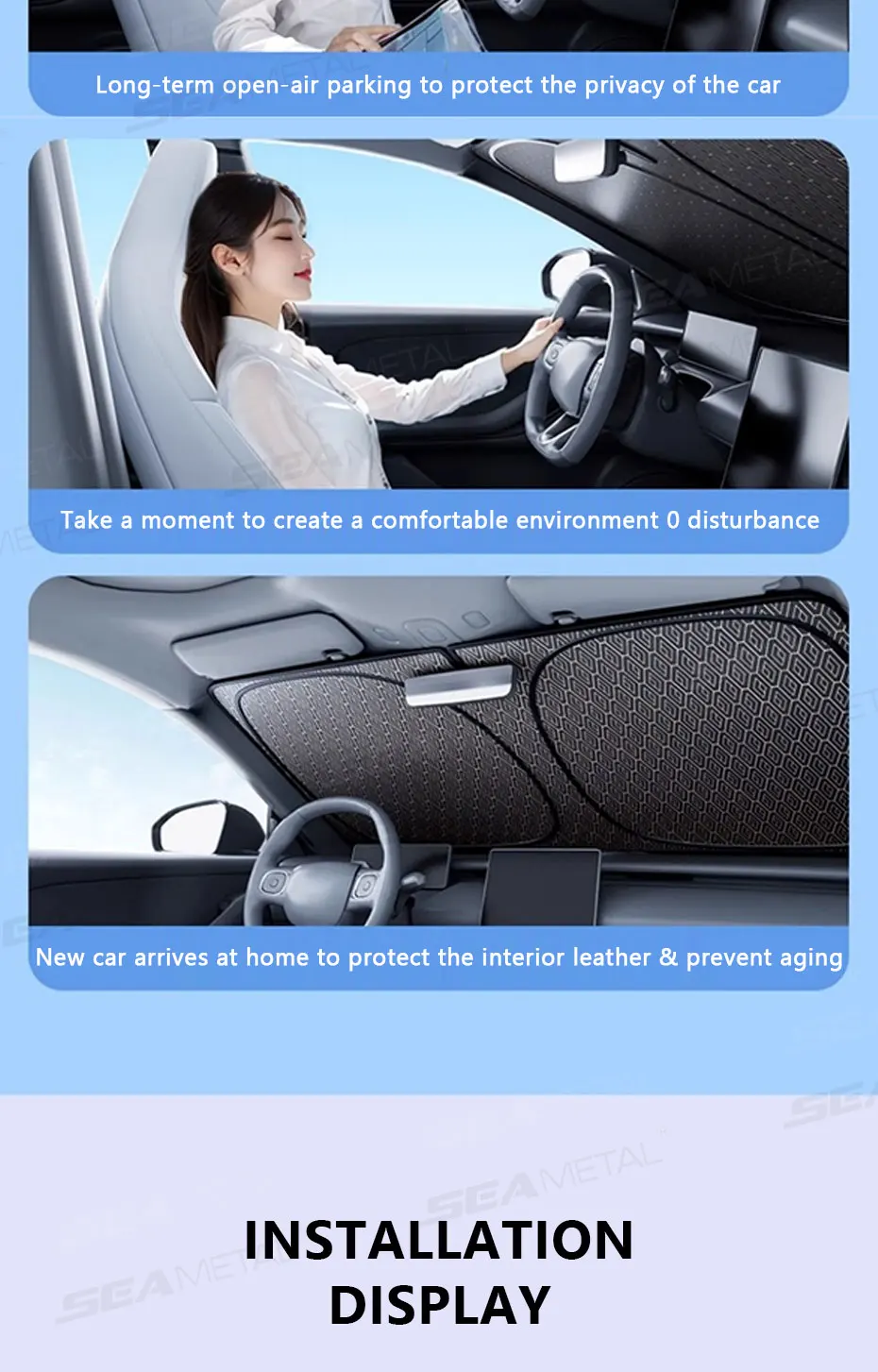 SEAMETAL Car Windshield Sun Shade Five-layer Front Window Sunshade Windshield Sun Protection Cover UV Blocker Summer Car Covers