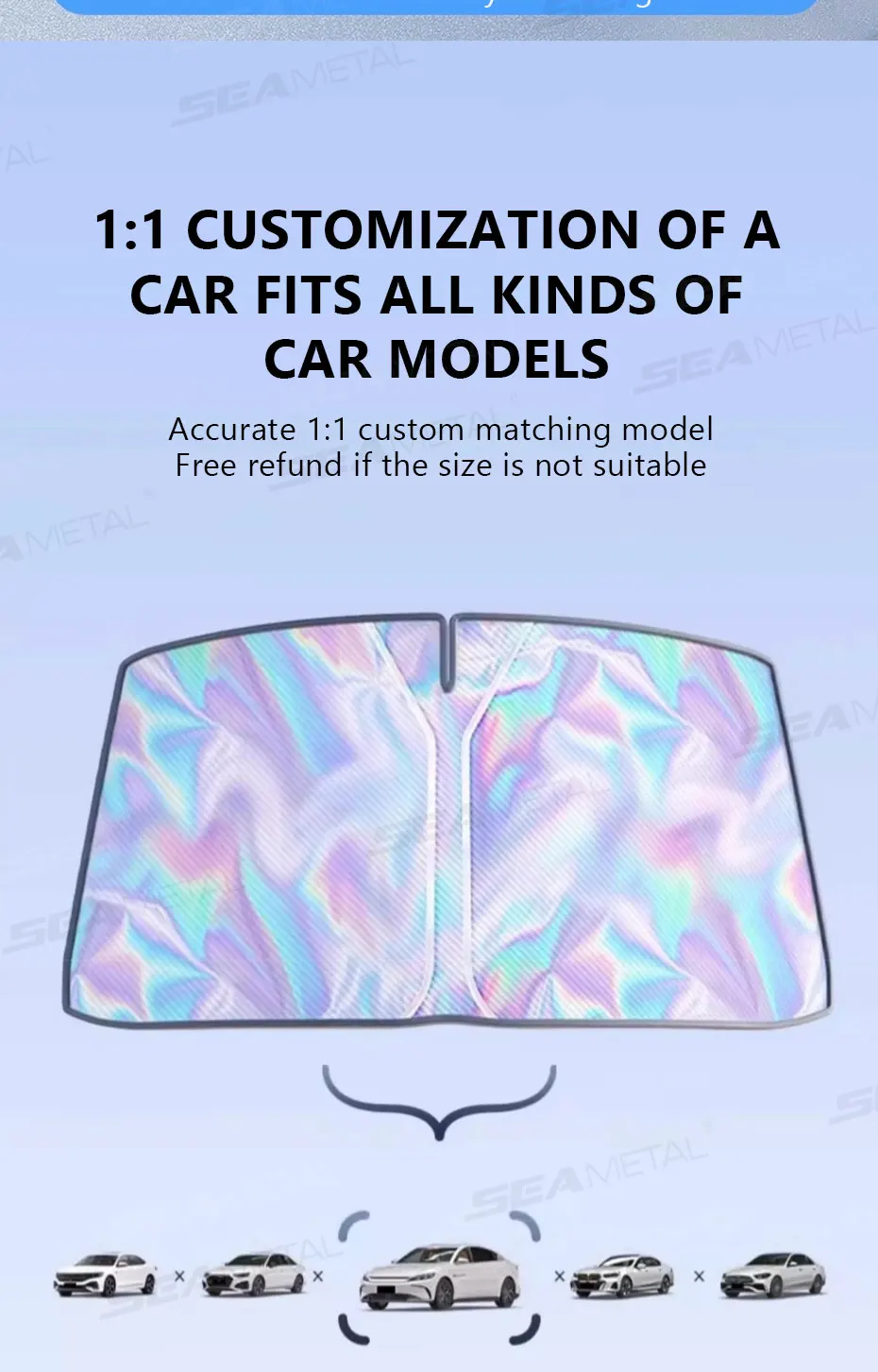SEAMETAL Car Windshield Sun Shade Five-layer Front Window Sunshade Windshield Sun Protection Cover UV Blocker Summer Car Covers