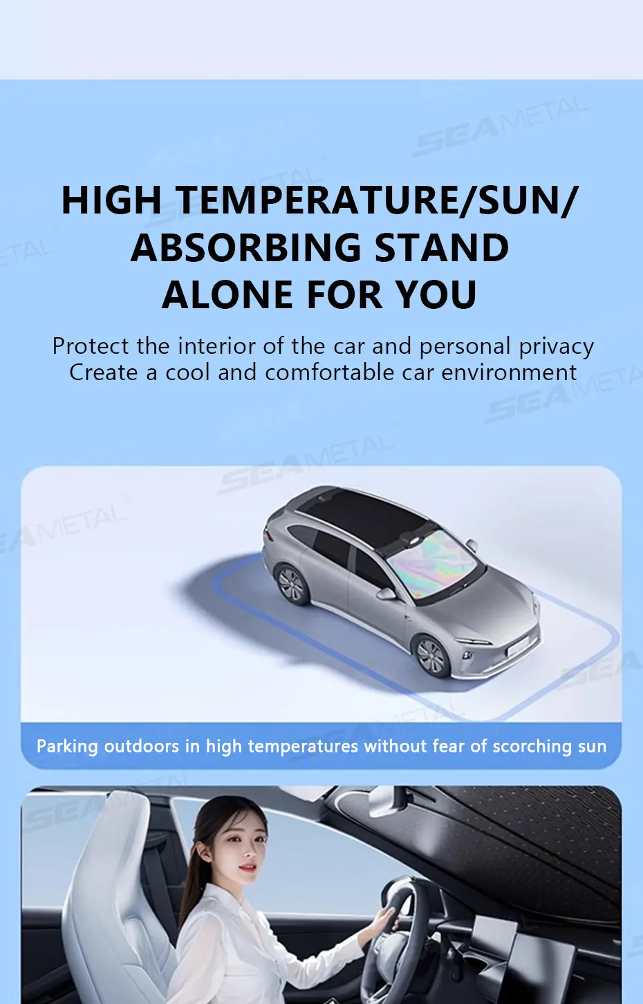 SEAMETAL Car Windshield Sun Shade Five-layer Front Window Sunshade Windshield Sun Protection Cover UV Blocker Summer Car Covers