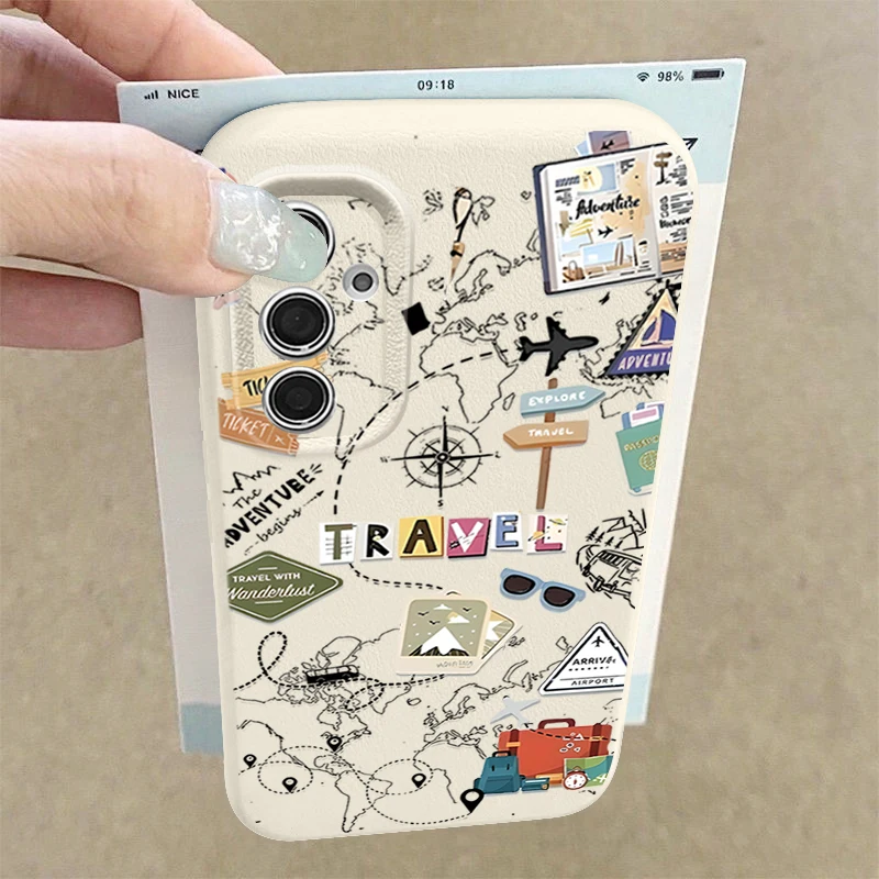 Air Line Travel Label Case For Samsung Galaxy S24 S25 Ultra S23 S22 Plus S21 FE A15 A16 A25 A26 A34 A35 A36 A54 A55 A56 5G Capa