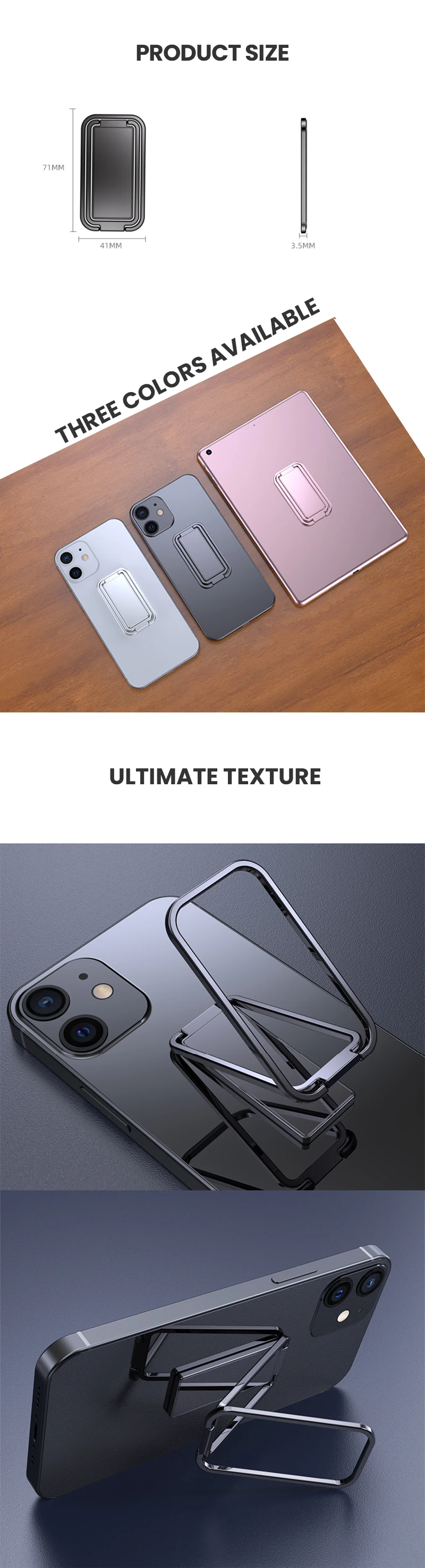 Phone Ring Holder for iPhone Pro Xiaomi Finger Kickstand 360 Degree Rotation Metal Cell Phone Ring Grip Foldable Cellphone Stand