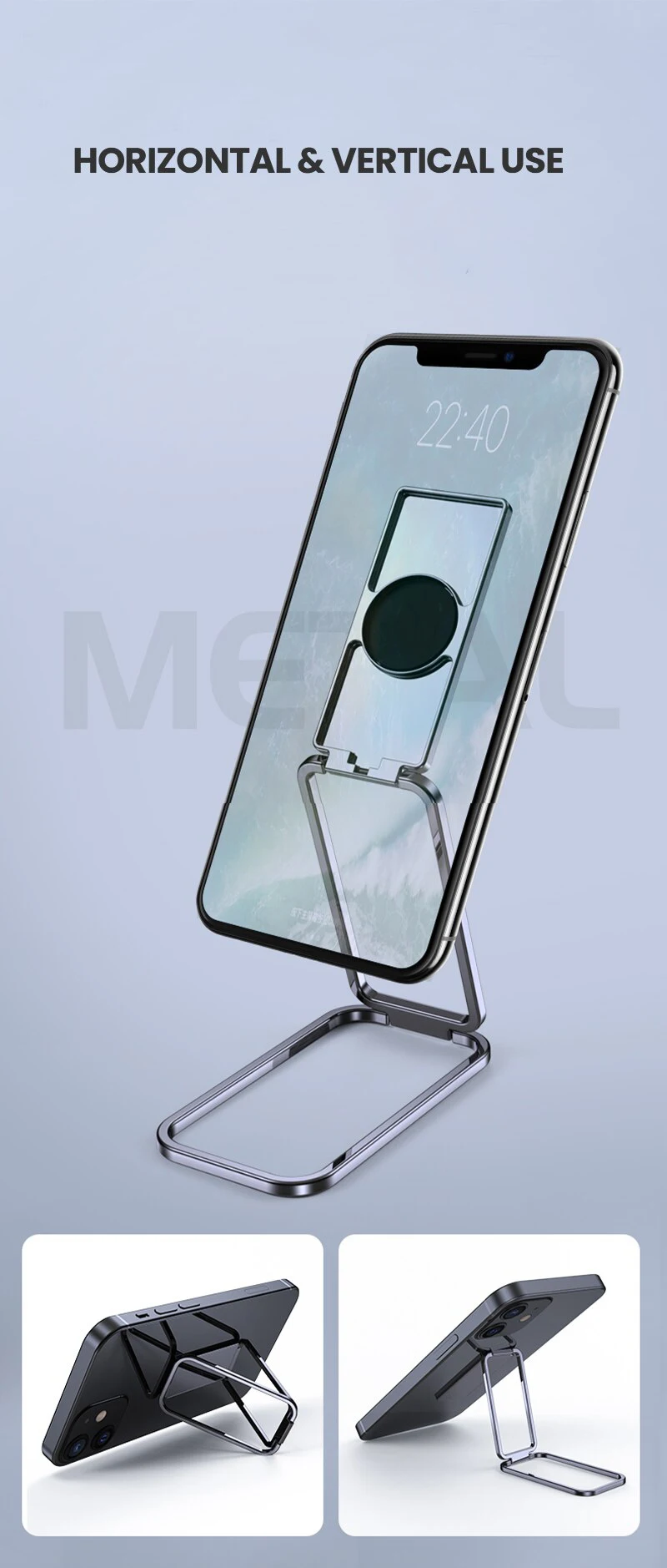 Phone Ring Holder for iPhone Pro Xiaomi Finger Kickstand 360 Degree Rotation Metal Cell Phone Ring Grip Foldable Cellphone Stand