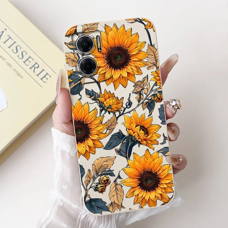 For Xiaomi Redmi 10 5G Elegant Sunflower Tulip Printed Phone Case For Redmi Note 11E Redmi10 5G Soft Silicone Shockproof Cases