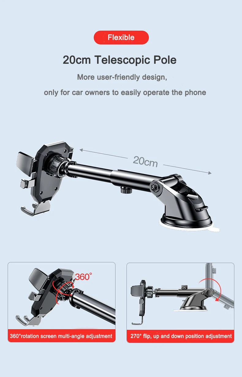 Sucker Car Phone Holder Upgrade Universal 360° Rotate Windshield Car Dashboard Mobile Cell Support Bracket for IPhone Samsung LG