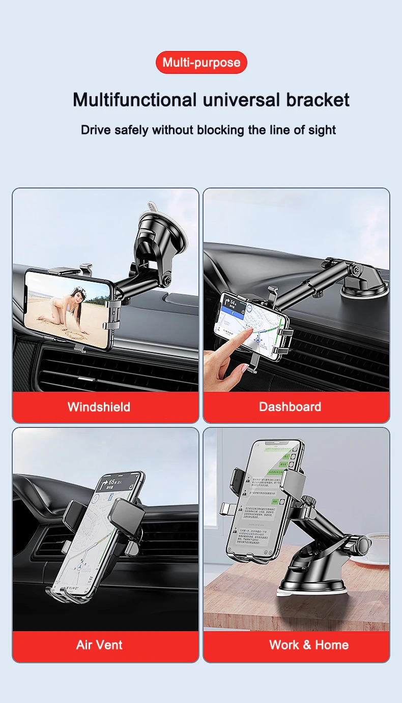 Sucker Car Phone Holder Upgrade Universal 360° Rotate Windshield Car Dashboard Mobile Cell Support Bracket for IPhone Samsung LG