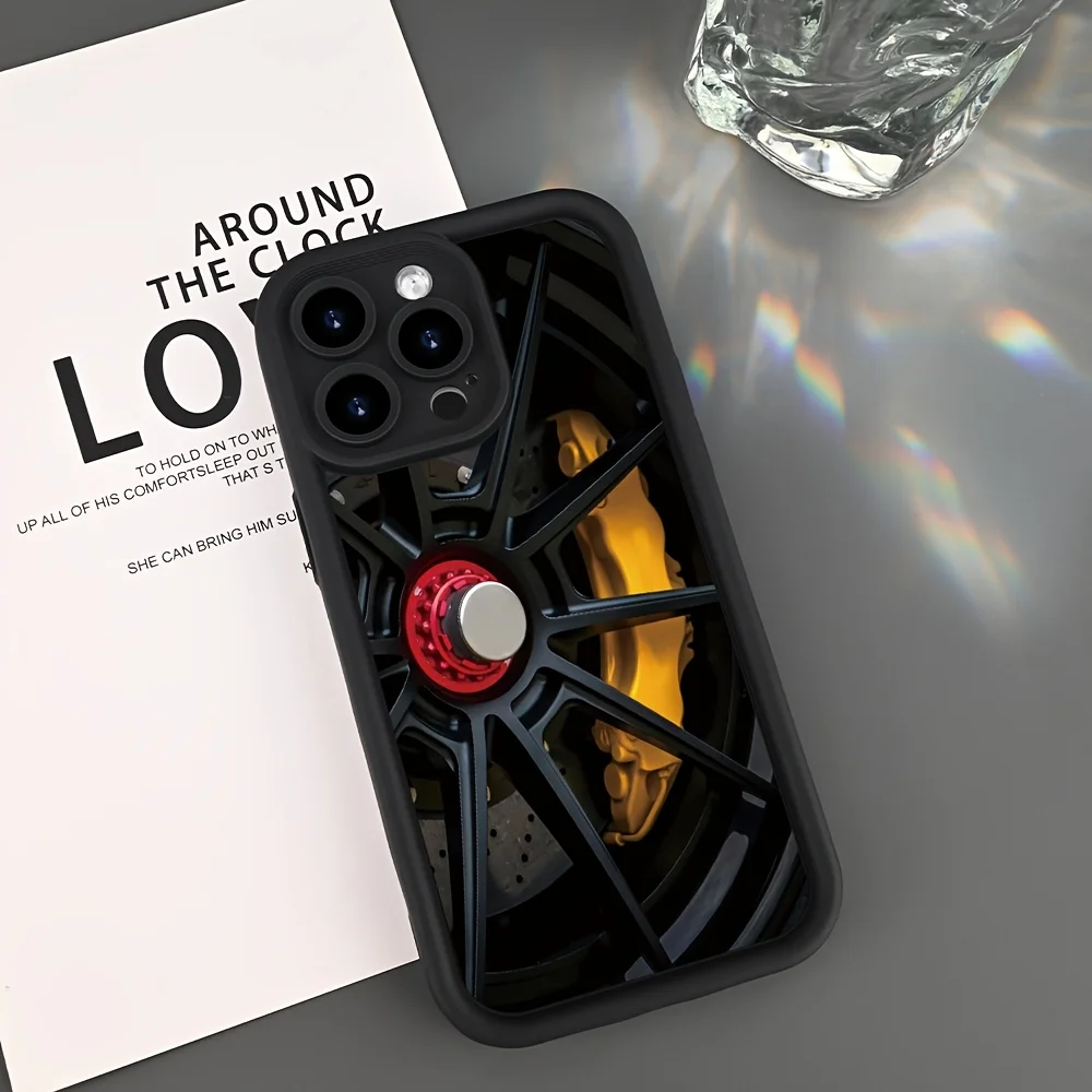 Cool Car Wheel Hub Patterns Phone Case for iPhone 17 16 15 14 13 12 11 Pro/Max/Plus Shock-Proof Rear Cover Anti-Fingerprint