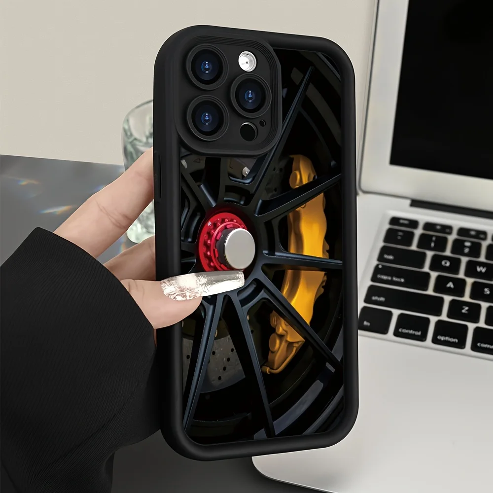 Cool Car Wheel Hub Patterns Phone Case for iPhone 17 16 15 14 13 12 11 Pro/Max/Plus Shock-Proof Rear Cover Anti-Fingerprint