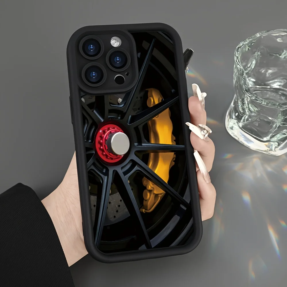 Cool Car Wheel Hub Patterns Phone Case for iPhone 17 16 15 14 13 12 11 Pro/Max/Plus Shock-Proof Rear Cover Anti-Fingerprint