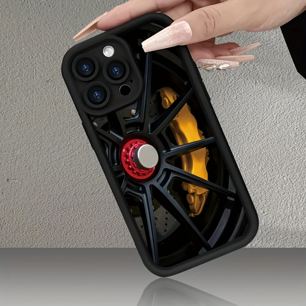 Cool Car Wheel Hub Patterns Phone Case for iPhone 17 16 15 14 13 12 11 Pro/Max/Plus Shock-Proof Rear Cover Anti-Fingerprint