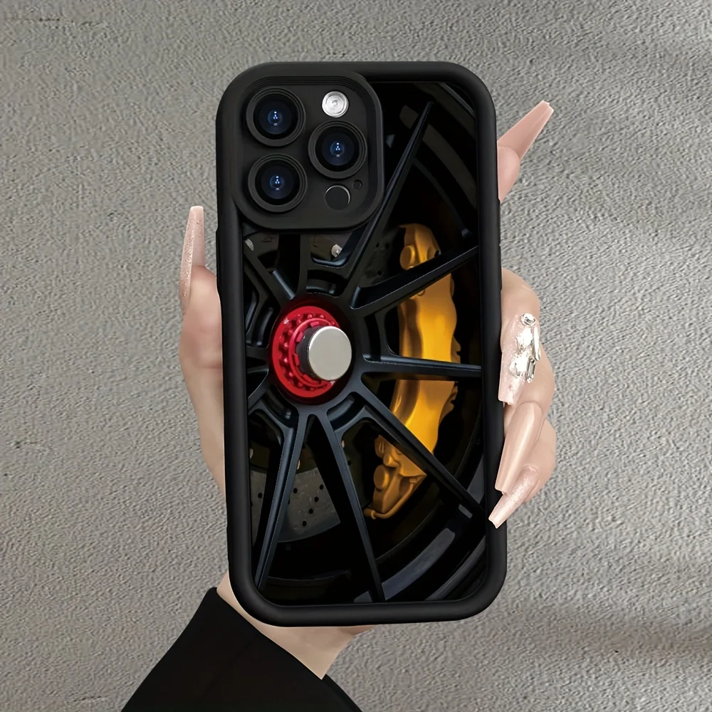 Cool Car Wheel Hub Patterns Phone Case for iPhone 17 16 15 14 13 12 11 Pro/Max/Plus Shock-Proof Rear Cover Anti-Fingerprint