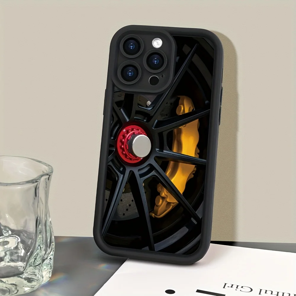Cool Car Wheel Hub Patterns Phone Case for iPhone 17 16 15 14 13 12 11 Pro/Max/Plus Shock-Proof Rear Cover Anti-Fingerprint