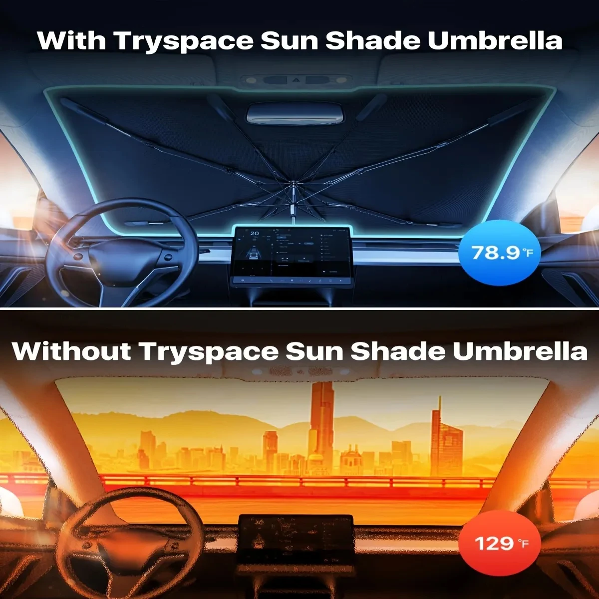 Upgraded Car Sunshade Umbrella Car Front Window Sunshade Cover Car Sunshade Cover Car Windshield Protection Auto Accessories