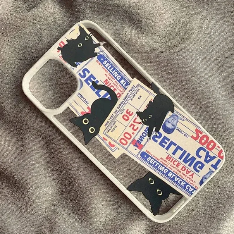 Doodle Angry Cat Phone Case For iPhone 15 16 11 12 13 14 Pro Max 7 8 Plus XS MAX XR SE 2022 Back Cover Clear Fundas