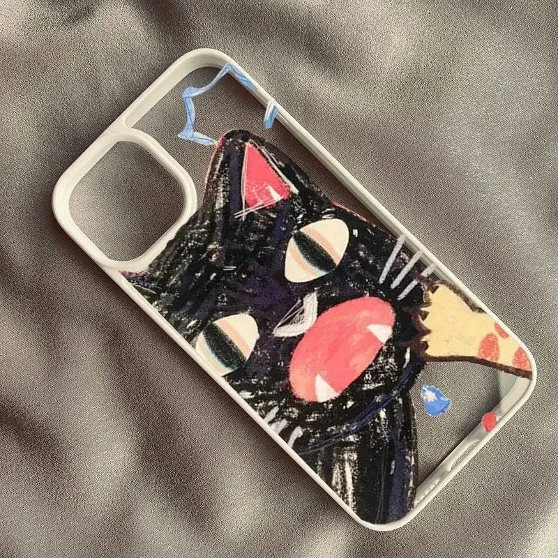 Doodle Angry Cat Phone Case For iPhone 15 16 11 12 13 14 Pro Max 7 8 Plus XS MAX XR SE 2022 Back Cover Clear Fundas